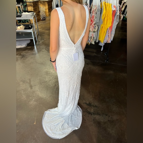 Lulus The Sweetest Vows White Sequin Mermaid Maxi Dress New - Picture 6 of 10